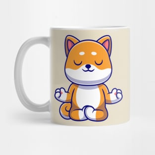 Cute Shiba Inu Dog Doing Yoga Cartoon Mug